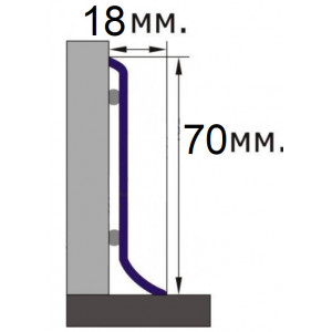 Плоский плинтус Л-образный из нержавеющей стали 70х18 мм AISI430 шлифованный