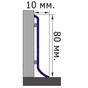 Плоский плинтус Л-образный из нержавеющей стали 80х11 мм AISI304 шлифованный