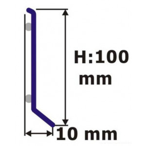 Плоский плинтус Л-образный из нержавеющей стали 100х11 мм AISI304 полированный