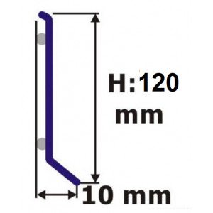 Плоский плинтус Л-образный из нержавеющей стали 120х10 мм AISI304 полированный