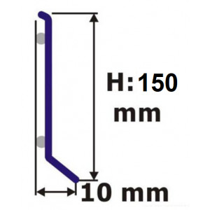 Плоский плинтус Л-образный из нержавеющей стали 150х10 мм AISI304 полированный
