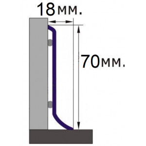 Плоский плинтус Л-образный из нержавеющей стали 70х18 мм AISI430 полированный